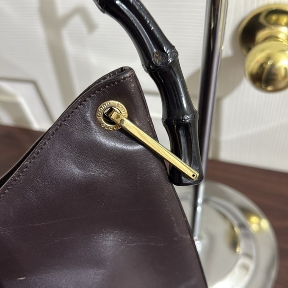 Vintage Gucci Bamboo Shoulder Bag Nylon Interior - Picture 8 of 12